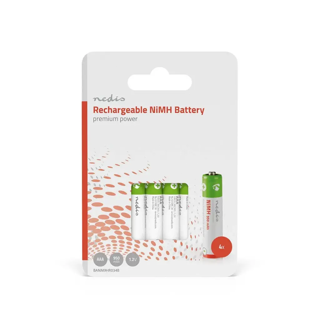 Piles rechargeables AAA HR03 950mAh 1.2V - Pack de 4